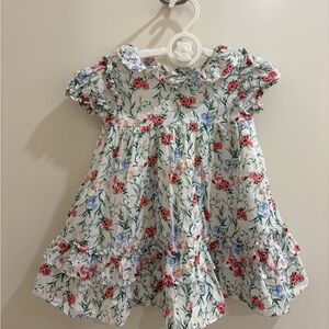 Janie and Jack, 12-18M,Floral Ruffle Dress - White with Red & Green Floral Print